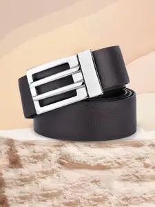 WINSOME DEAL Men Push Pin Closure Textured Formal Belt