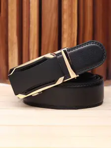 WINSOME DEAL Men Slider Buckle Closure Textured Formal Belt