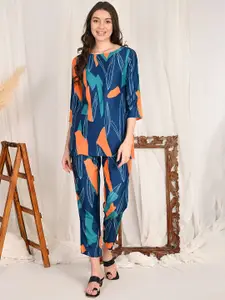 aaivan Printed Top With Trousers Co-Ords