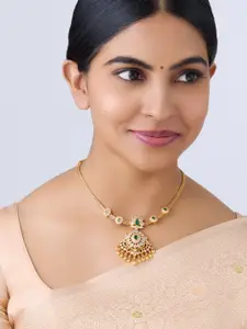 Kushal's Fashion Jewellery Embellished Bridal 92.5 Silver Gold-Plated Temple Necklace