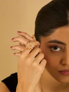 Kushal's Fashion Jewellery Rose Gold-Plated Zircon Embellished Bridal Square Studs