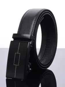 WINSOME DEAL Men Textured Slider Buckle Closure Formal Belt
