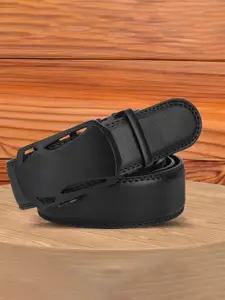 WINSOME DEAL Men Slider Buckle Closure Textured Formal Belt