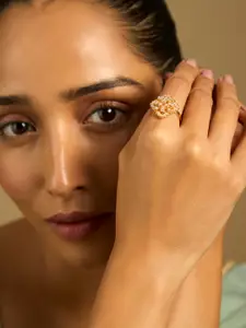 Kushal's Fashion Jewellery Embellished Bridal Rhodium-Plated Zircon Studded Jhumkas