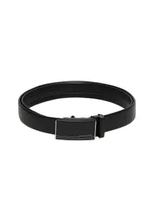 WINSOME DEAL Men Slider Buckle Closure Textured Formal Belt