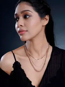 SWASHAA Rose Gold-Plated Stainless Steel Layered Necklace