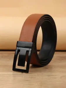 WINSOME DEAL Men Push Pin Closure Textured Formal Belt