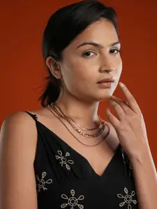 SWASHAA Rose Gold-Plated Stainless Steel Layered Necklace