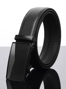 WINSOME DEAL Men Textured Slider Buckle Closure Formal Belt