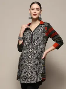 Biba Ethnic Motifs Printed Shirt Collar Kurti