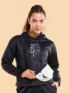 Enamor Relaxed Fit Crop Hooded Fleece Sweatshirt A905