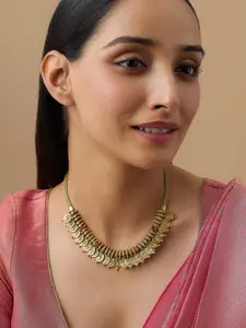 Kushal's Fashion Jewellery Embellished Bridal 92.5 Silver Gold-Plated Temple Necklace