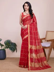 KALINI Checked Zari Silk Cotton Kota Saree