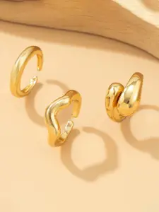 Jewels Galaxy Set Of 3 Gold Plated Finger Ring