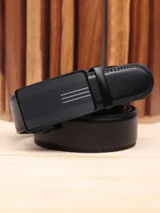 WINSOME DEAL Men Textured Slider Buckle Closure Formal Belt