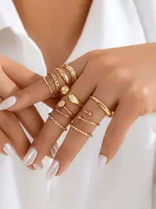 Jewels Galaxy Set Of 10 Gold Plated Finger Rings