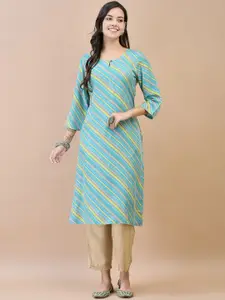 Shree Women Striped Keyhole Neck Cold-Shoulder Sleeves Gotta Patti Kurta