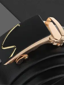 WINSOME DEAL Men Textured Slider Buckle Closure Formal Belt