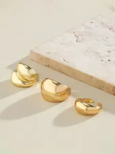 Jewels Galaxy Set of 3 Gold Plated Finger Ring