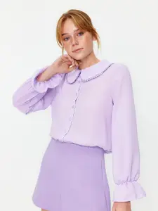 Trendyol Women Peter Pan Collar Solid Casual Shirt