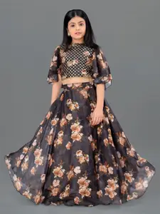 BAESD Girls Embellished Flared Sleeves Ready to Wear Lehenga with Blouse
