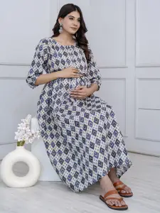 Nayo Bell Sleeve Maternity Empire Midi Dress