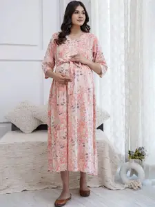 Nayo Floral Print Maternity Maxi Dress
