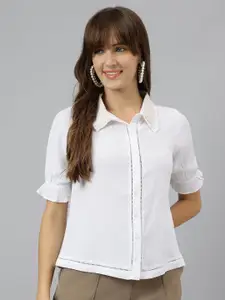 Latin Quarters Women Spread Collar Self Design Casual Shirt