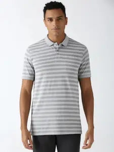 Peter England Men Striped Polo Collar Pockets T-shirt
