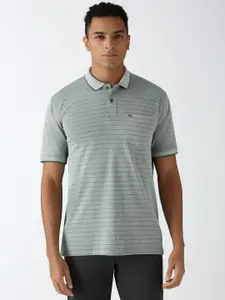 Peter England Men Striped Polo Collar Pockets T-shirt
