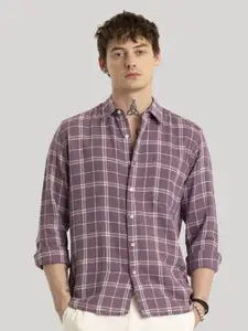 Snitch Men Smart Slim Fit Opaque Checked Casual Shirt