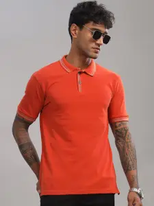 ADRO Men Polo Collar Applique T-shirt