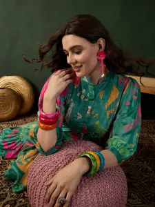 Sangria Printed A-Line Dress