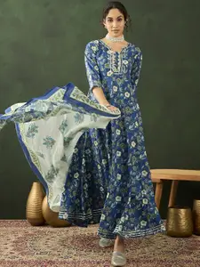 Sangria Floral Printed Maxi Ethnic Dresses