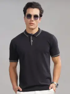 ADRO Men Polo Collar Applique T-shirt