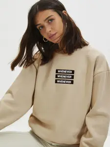 Trendyol Women Typography Printed Round Neck Sweatshirt