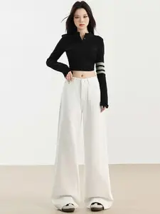 StyleCast x Revolte Women Wide Leg Slash Knee Jeans