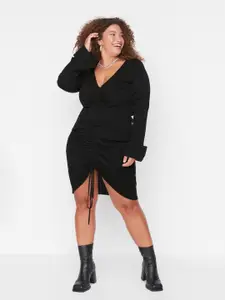 Trendyol Acrylic Solid Long Sleeves Dress