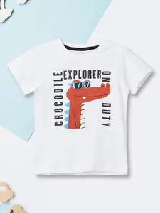 max Boys Typography Printed Applique T-shirt
