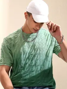 HIGHLANDER Men Round Neck Self Design Tshirt