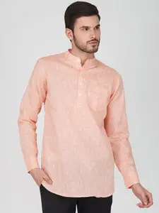 Vastraa Fusion Men Striped Thread Work Khadi Handloom Kurta