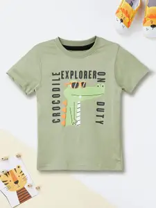 max Boys Typography Printed Applique T-shirt