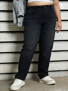 Freeform by High Star Women Straight Fit High-Rise Slash Knee Jeans