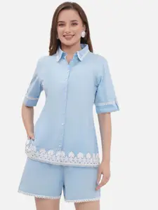 KALINI Embroidered Shirt With Short Co-Ords