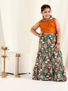 BAESD Girls Floral Printed Ready to Wear Lehenga & Choli