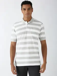 Peter England Men Striped Polo Collar Pockets T-shirt