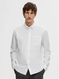 SELECTED Men Spread Collar Solid Cotton Casual Shirt