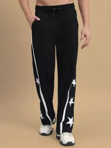 WEARDUDS Men Printed Mid-Rise Relaxed-Fit Cotton Track Pants
