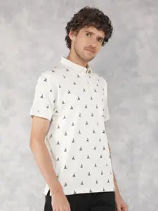 Crimsoune Club Men Printed Polo Collar Pockets Slim Fit T-shirt