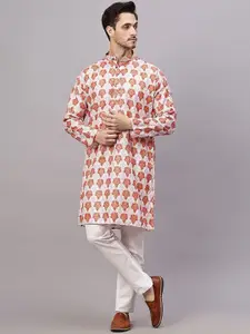 Yugnik Men Floral Regular Kurta with Pyjamas